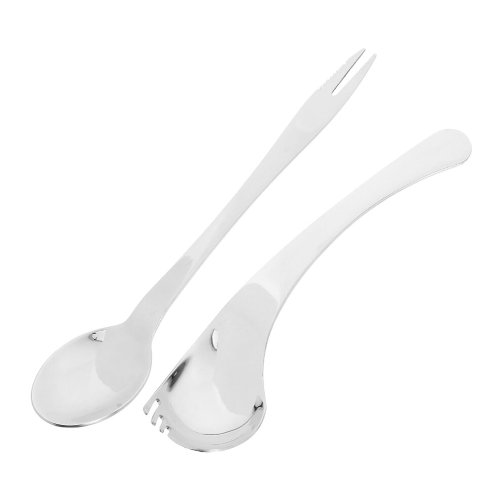 Adaptive Utensils Spoon and Fork Set with Ergonomic Curved Design for Seniors and Arthritis