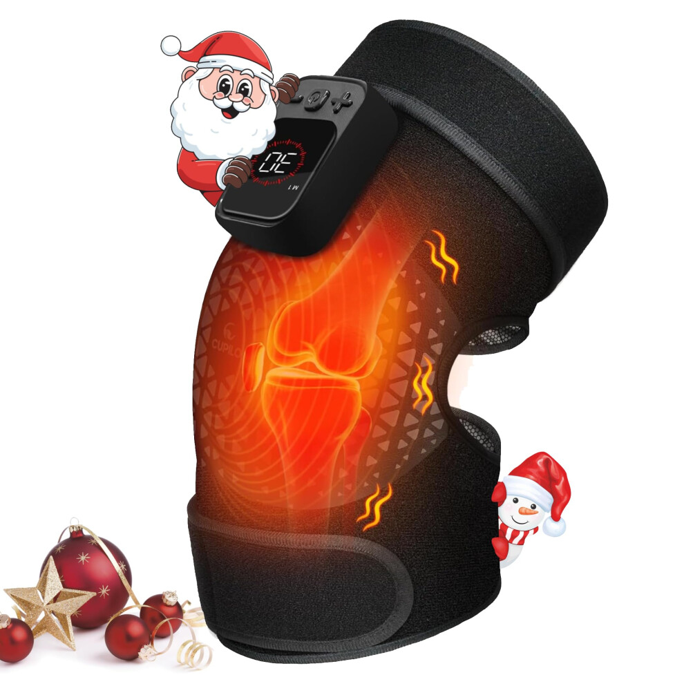 Cordless Heated Knee Massager with Vibration, Heat Therapy, Adjustable Straps, Auto Shutoff for Pain Relief and Arthritis