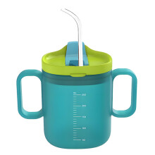 300ml Spill Proof Cup for Elderly with Straw, Easy Grip Handles and Leak Proof Seal, Blue
