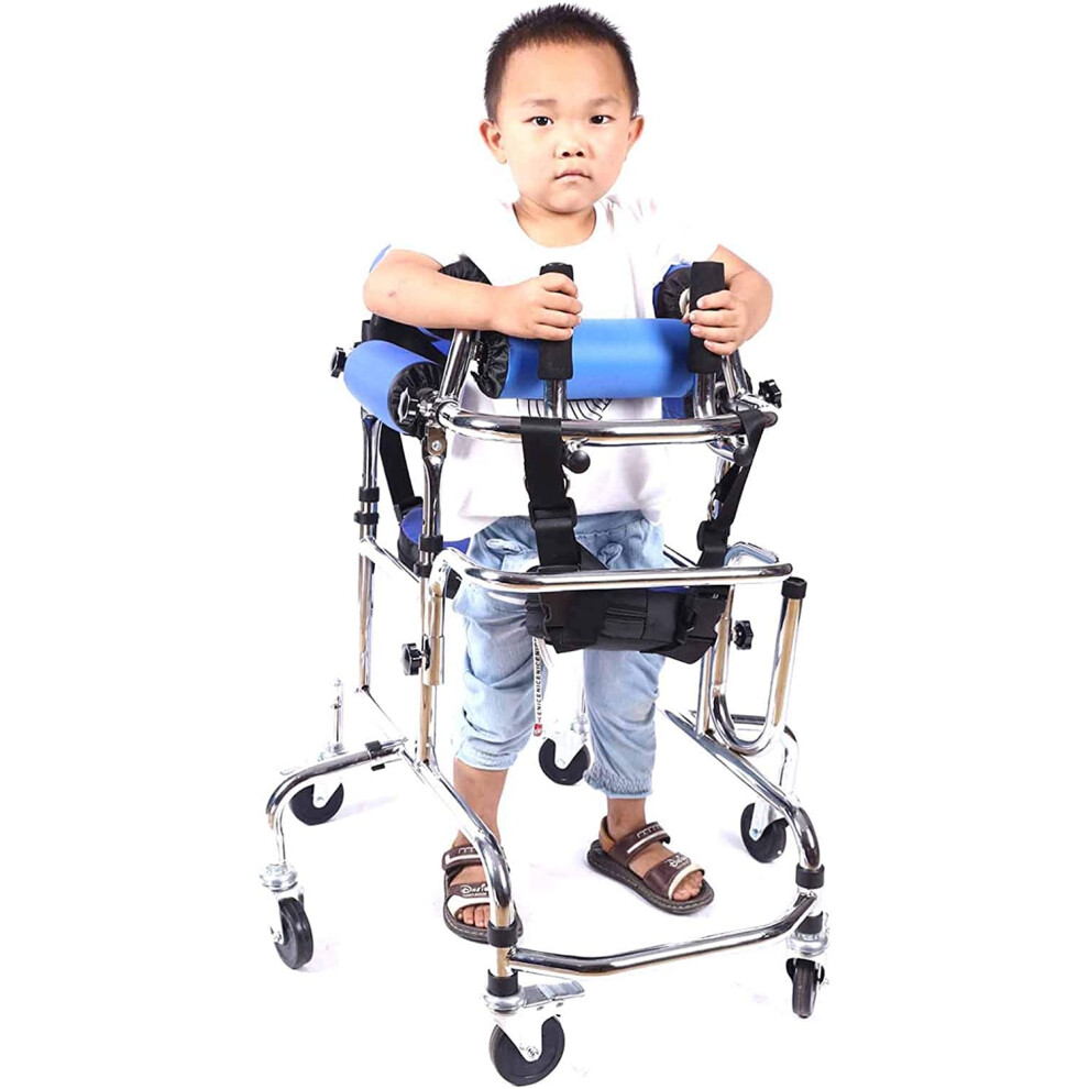 Walker for Disabled Kids Adjustable Height Aluminium Frame with Seat for Cerebral Palsy Rehab