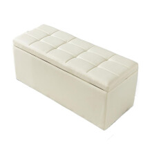 Beige Ottoman Storage Bench with Hidden Compartment for Bedroom, Entryway or Living Room