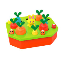 Brinquedo de madeira para crianças de 1, 2 e 3 anos: Quebra-cabeça de encaixe de formas com cenouras - Jogo educativo Montessori que aprimora a