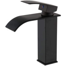 Black Waterfall Bathroom Basin Faucet Solid Brass Deck Mounted Sink Mixer Tap