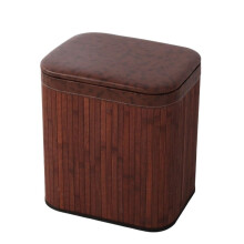 Solid Wood Storage Ottoman Stool with Lid for Living Room Seating, White Star Patch, Small