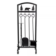 Wrought Iron Fireplace Tool Set with Stand, HeavyDuty HeatResistant Accessories for Indoor Fire Pit