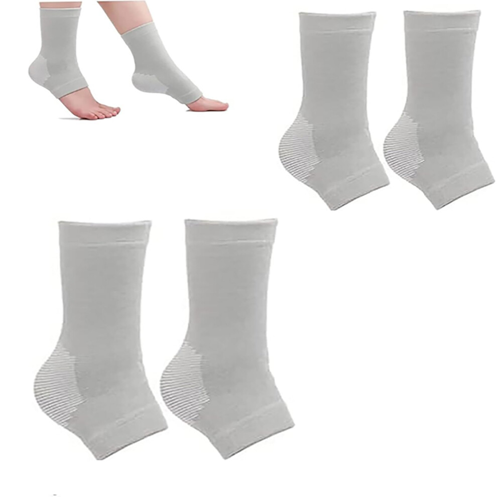 Grey Ankle Compression Sleeves With Targeted Arch Support, Breathable Foot Socks For Allday Comfort
