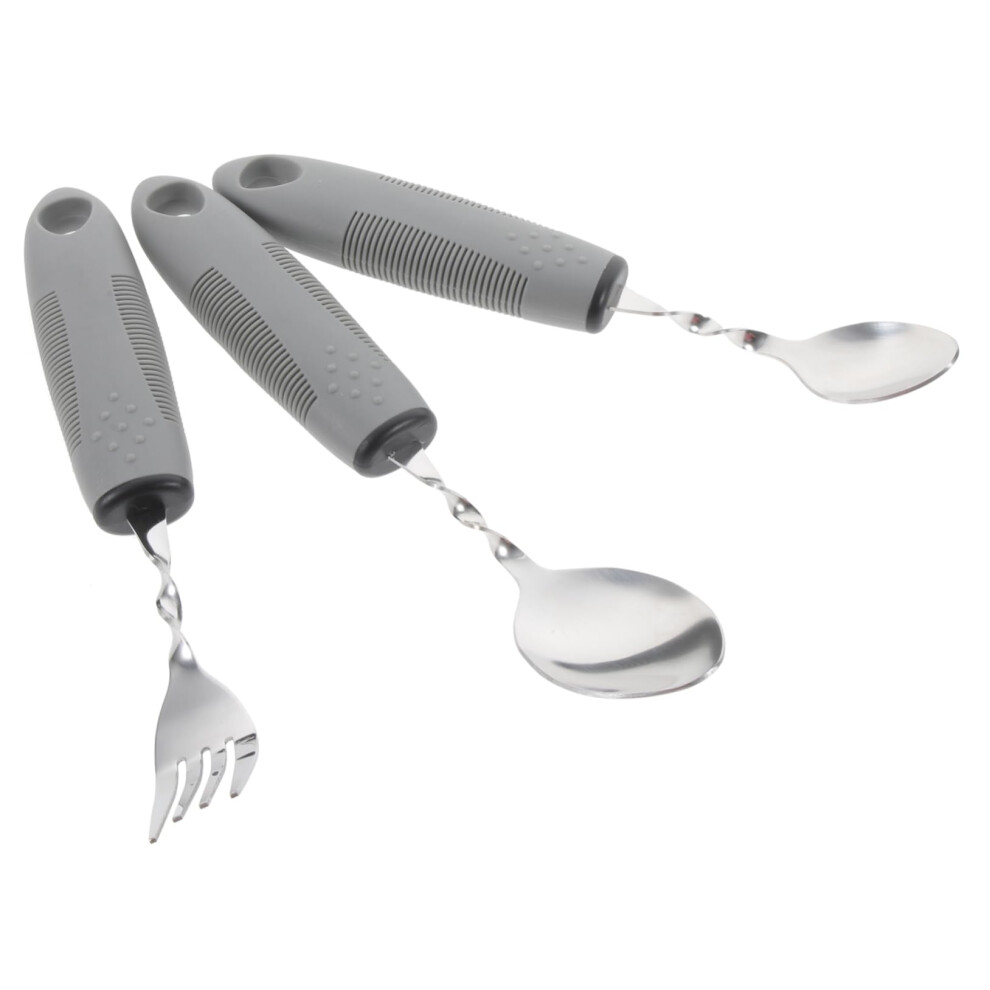 Adaptive Utensils Set for Elderly with Ergonomic NonSlip Grip Stainless Steel Spoon and Fork