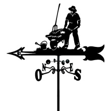 Outdoor Iron Weather Vane Retro Farm Scene Wind Direction Indicator for Garden Roof Yard Decor