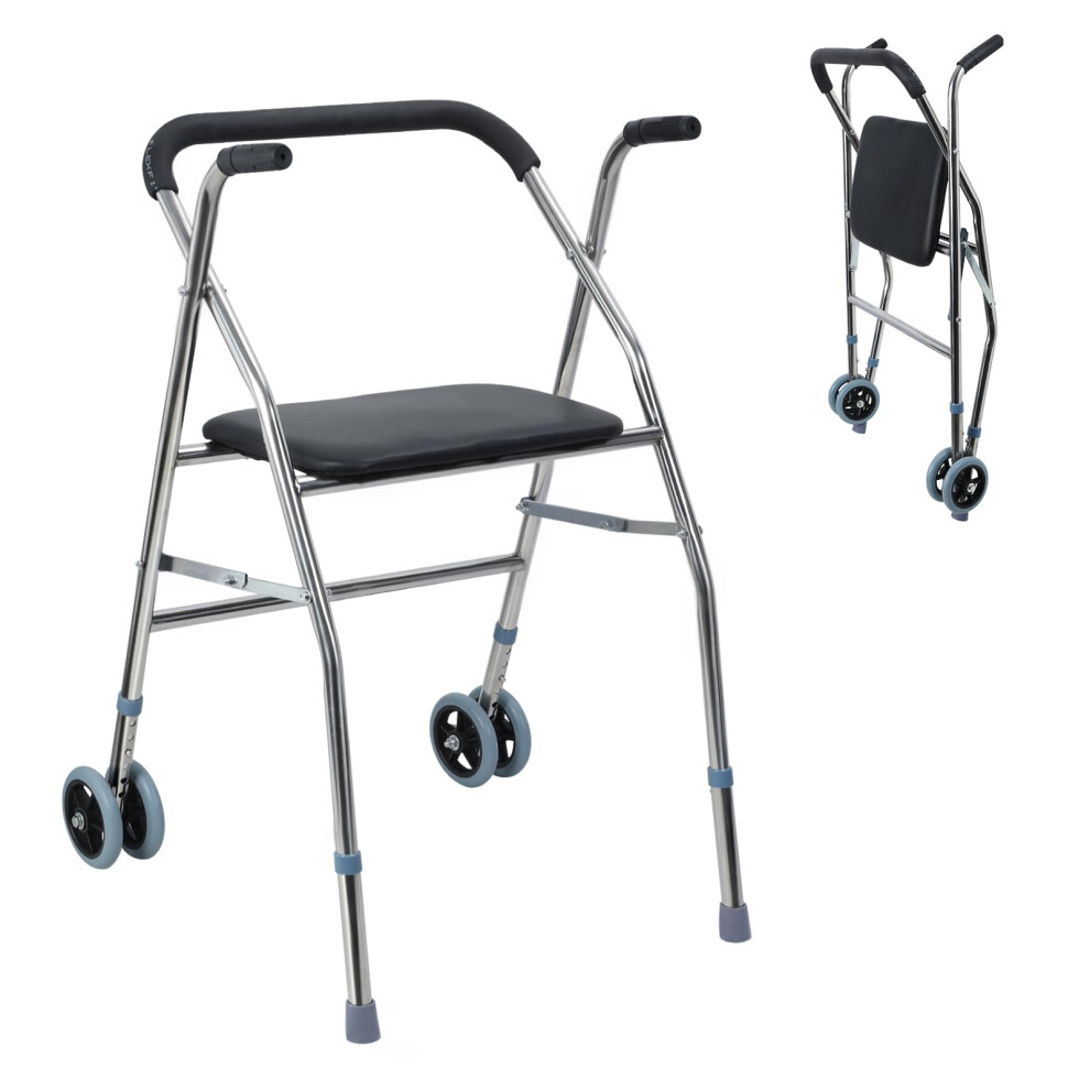 Rollator Walker for Seniors with Seat, Lightweight Folding Walker with Wheels, Height Adjustable