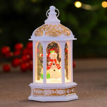 Christmas Snow Globe Lantern with Santa Claus and Snowman Scene for Holiday Home Tabletop Decoration