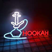 Hookah Neon Sign for Bar or Smoke , Bright LED Display, USB Powered, 16x9 Inches