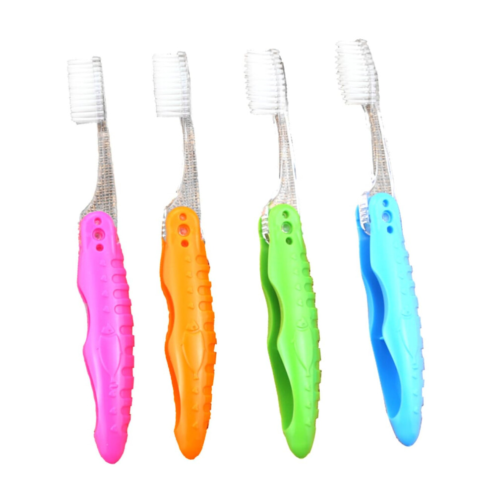 Foldable Travel Toothbrush Set 4pcs Compact Lightweight with Protected Head for Camping Hiking