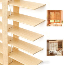 Cordless Faux Wood Blinds for Windows, 2 Inch Slat Privacy Blackout Wooden Venetian Shades, Wood Color