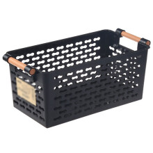 Foldable Rectangular Storage Basket with EasyCarry Handles for Bathroom and Kitchen Organization Black