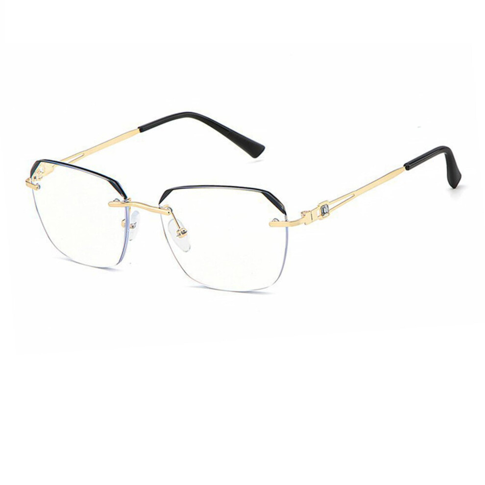 Rimless Blue Light Blocking Reading Glasses +2.50 Gold Frame UV400 Protection for Men
