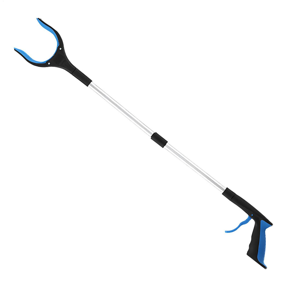 Blue Reacher Grabber Tool With Foldable Design And Antislip Claw For Seniors And Trash Pickup