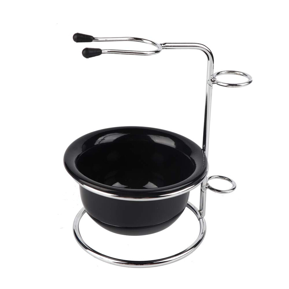 Stainless Steel Shaving Brush Stand with Bowl Set for Men's Wet Shave, Elegant Dual Purpose Holder