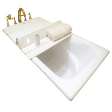 Foldable Bathtub Tray and Dustproof PVC Cover with Thermal Insulation, White 120x70cm