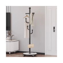 Coat Rack Freestanding Clothes Rack with Lockable Wheels, Sturdy Metal for Bedroom and Entryway (Black)