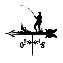 Stainless Steel Weather Vane with Wind Direction Indicator, RustResistant Fisherman Design for Garden Patio