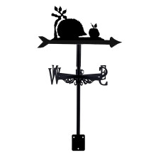 Metal Weather Vane with Hedgehog Silhouette, RustResistant Outdoor Garden Decor Farmhouse Style
