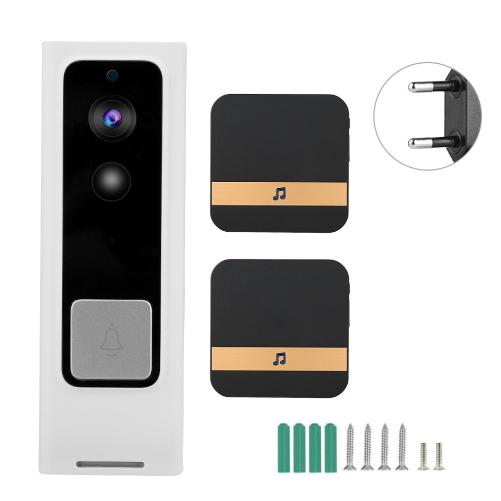 Wireless Smart Doorbell For Home Security, Hd Stream 720P With 166 Degree View Night Vision Pir Motion Detection Real Time Audio Echo Cancellation 9482828068843