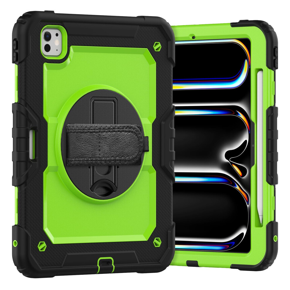 Shockproof Case With 360 Stand, Screen Protector And Shoulder Strap For Ipad Pro 11 M4 2024 9365369637030