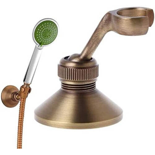 Antique Brass Rotatable Adjustable Wall Mounted Bathroom Handheld Shower Head Bracket Holder 2