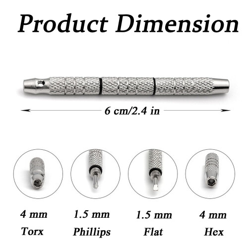 Eyeglass Screwdriver Set 4 in 1 Mini Precision  Tool with Phillips Flat Torx Hex Heads 1
