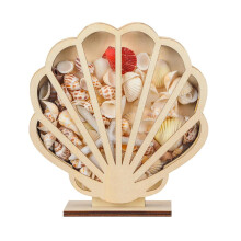 Wooden Seashell Display Case with Acrylic Window, Coastal Decor Box for Agates, Shark Teeth and Trinkets