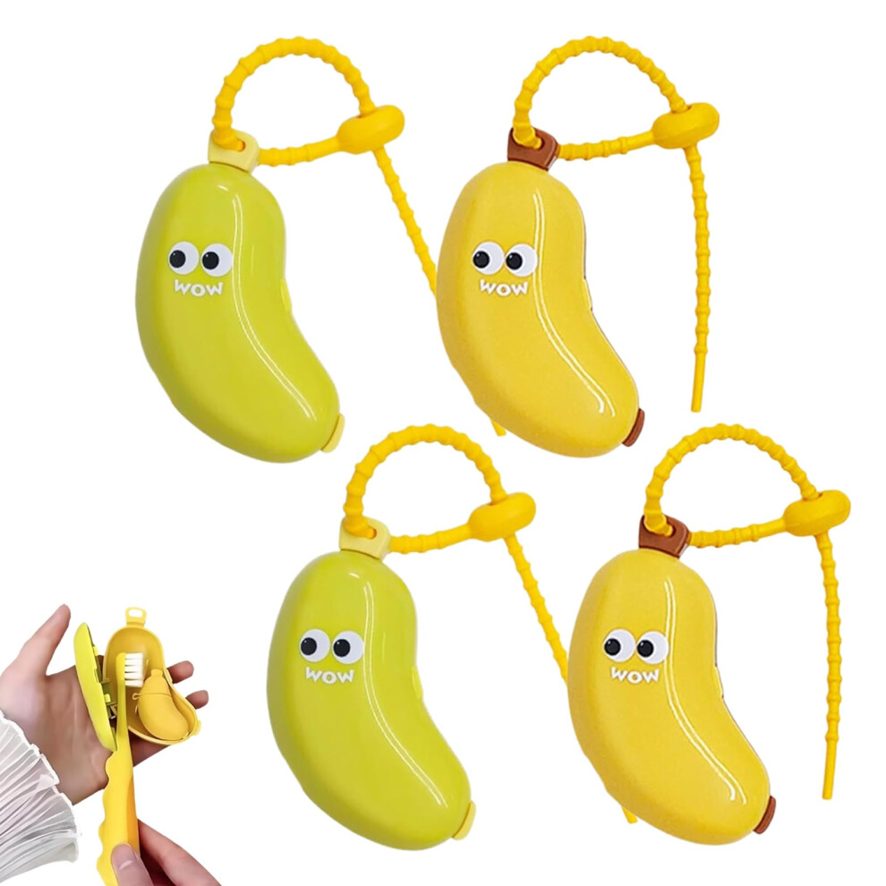 Banana Toothbrush Holder for Kids with Vented Hygienic Cover, Compact Travel Case for Manual and Electric