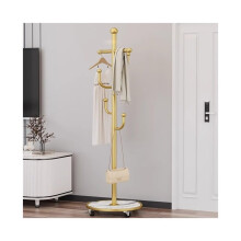 Coat Rack Stand with Wheels, HeavyDuty Vertical Clothes Organizer for Bedroom and Entryway, Black Gold
