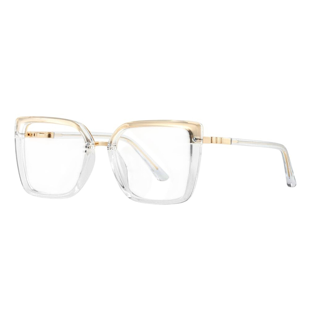 Light Weight 4X Reading Glasses For Women With Antiblue Metal Frame And Adjustable Nose Pads