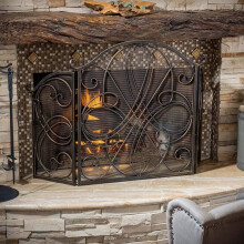 Wrought Iron Fireplace Screen 3 Panel Large Mesh Guard Baby Safe Spark Protector Indoor Outdoor