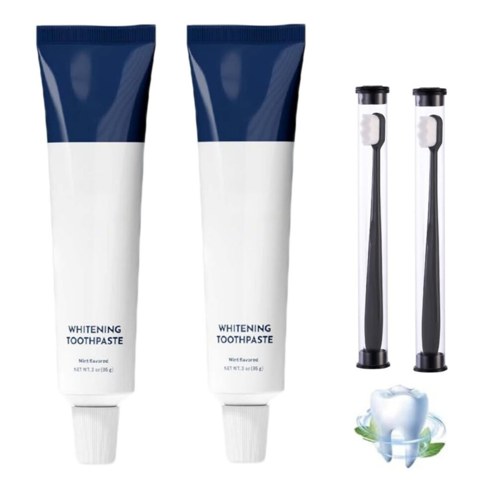 Fluoride Hydroxyapatite Whitening Toothpaste with Coconut Oil and Xylitol, 2Pack