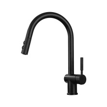 Black Kitchen Sink Mixer Tap with Pull Out Spray 360 Swivel Brass Hot Cold Faucet