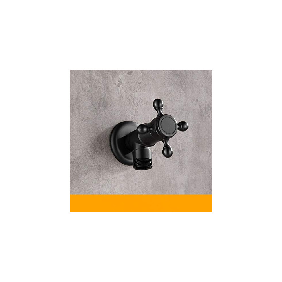 Brass Black Bathroom Faucet With Double Outlet For Washing Machine, Mop Sink, Toilet Or Garden 9164114475695