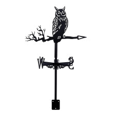 Outdoor Weather Vane Metal Owl Decor with RustResistant Coating for Garden Roof Sheds