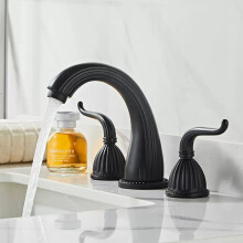 Antique Brass Bathroom Bathtub Faucet Set with Double Handles Gold Basin Mixer Tap 3 PCS (SLT3PC8B)