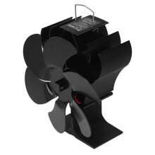 6 Blade Heat Powered Stove Fan for Wood Burner, Energy Saving Quiet Fireplace Fan Black 152mm