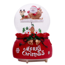 Christmas Snow Globe Lantern with LED Light and Music, Santa Riding Elk, Battery Operated Winter Holiday Table Decoration