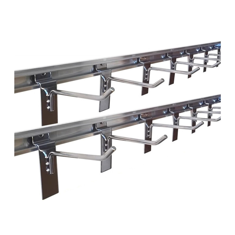 2 Pcs Aluminum Slatwall Panel With 30 Hooks, Garage Wall Organizer 120Cm, Durable Spacesaving Storage 9365369638716