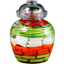 Glass Fermentation Crock with Water Seal Lid, Lead Pickle Jar for Vegetables 7.5kg