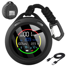 Portable Carbon Monoxide and Oxygen Detector 6in1 with Alarm for Home, Camping, RV, Travel Black