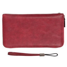 Travel Purse for Women, Genuine Leather Alternative PU Clutch Wallet with Detachable Wristlet Strap, Zip Around RFID Blocking Phone Holder, Large
