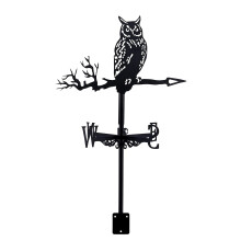 Outdoor Owl Metal Weathervane with Mount for Yard Garden Gazebo Wind Direction Decor