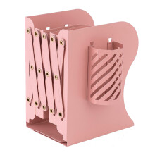 Adjustable Metal Bookends for Heavy Books, Expandable Desk Shelf Organizer for Office, Classroom, Library, Kids Room, Pink