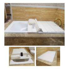 Bathtub Insulation Cover PVC Folding Shutter Tray for Dust Protection and Storage (L126cm W70cm)