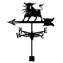 Garden Weather Vane Stainless Steel Bullfight Wind Direction Indicator for Outdoor Roof Yard Patio