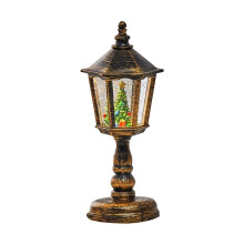 Christmas Snow Globe Lantern with Animated Santa, Hexagonal Design and Swirling Glitter Effect